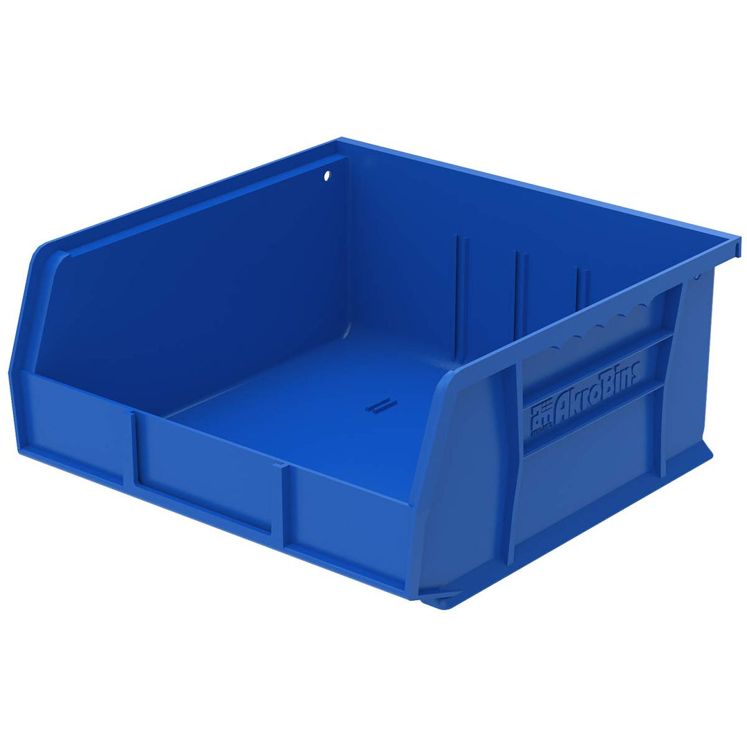 30235 AkroBins Plastic Storage Bins, Space-Saving Stackable Bins, Garage Organization Bins, Pantry Organization, Craft Storage, 11-Inch x 11-Inch x 5-Inch, Blue, 6-Pack