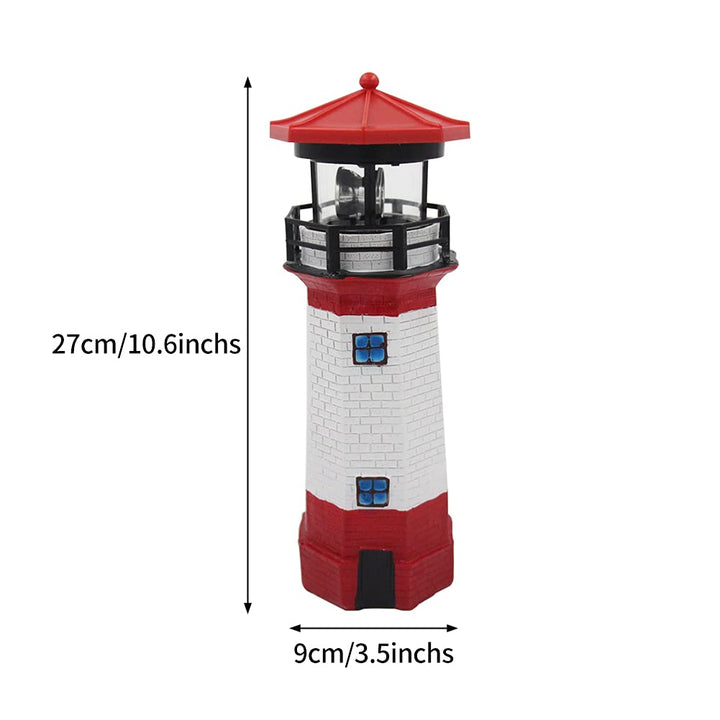 Solar Powered Lighthouse, Garden Lights, Solar Lighthouse Statue with Rotating Lamp, Rotating Spinning Bright Outdoor Patio Yard Garden Lawn Decoration(Red)
