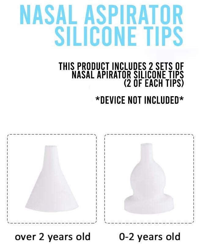 Baby Nasal Aspirator Replacement Tips - 2 Sets/4 Pieces Reusable Tips Compatible with Watolt / Grownsy / LittleTora / HEYVALUE / X-Bosak / Cocobela / TEQIN