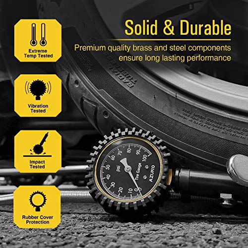 AZUNO Tire Inflator with Pressure Gauge, Most Accurate,