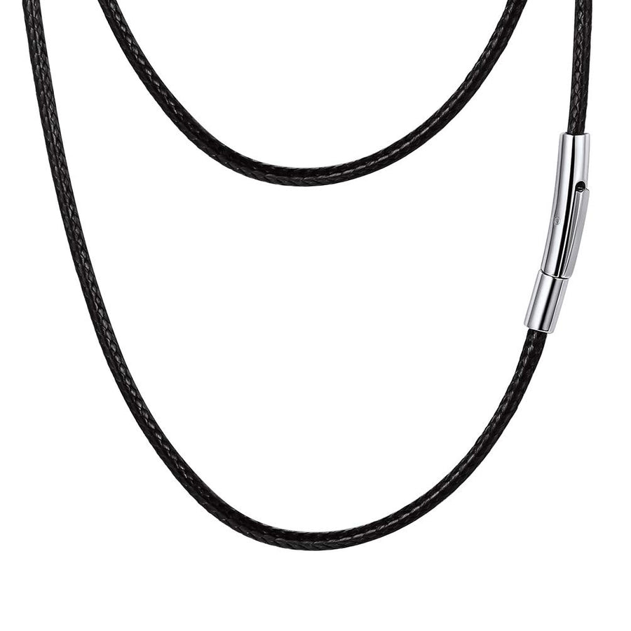 22 inch Black Necklace for Men Minimalist Chain for Jewelry Braided Leather Cord