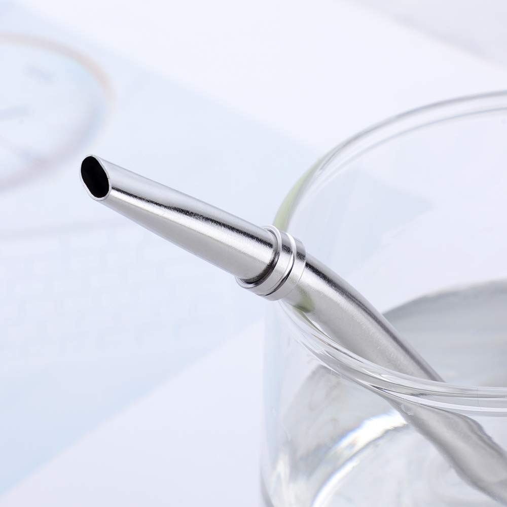 3in1 Metal Straw Spoons for Drinks, 18/8 Stainless Steel Reusable Tea Filter Stirring Drinking Straws,Set of 10, 6.2 inch (8 Straws+ 2 brushes) (Silver)