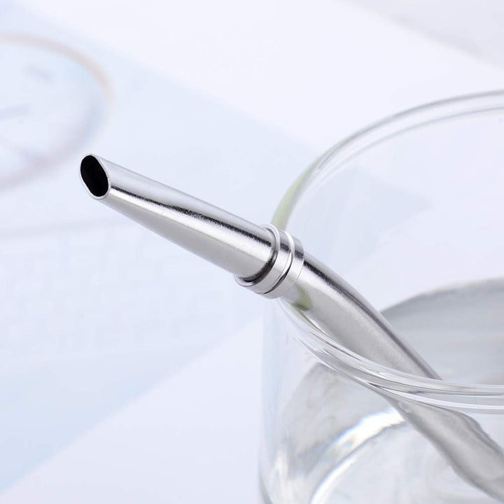 3in1 Metal Straw Spoons for Drinks, 18/8 Stainless Steel Reusable Tea Filter Stirring Drinking Straws,Set of 10, 6.2 inch (8 Straws+ 2 brushes) (Silver)