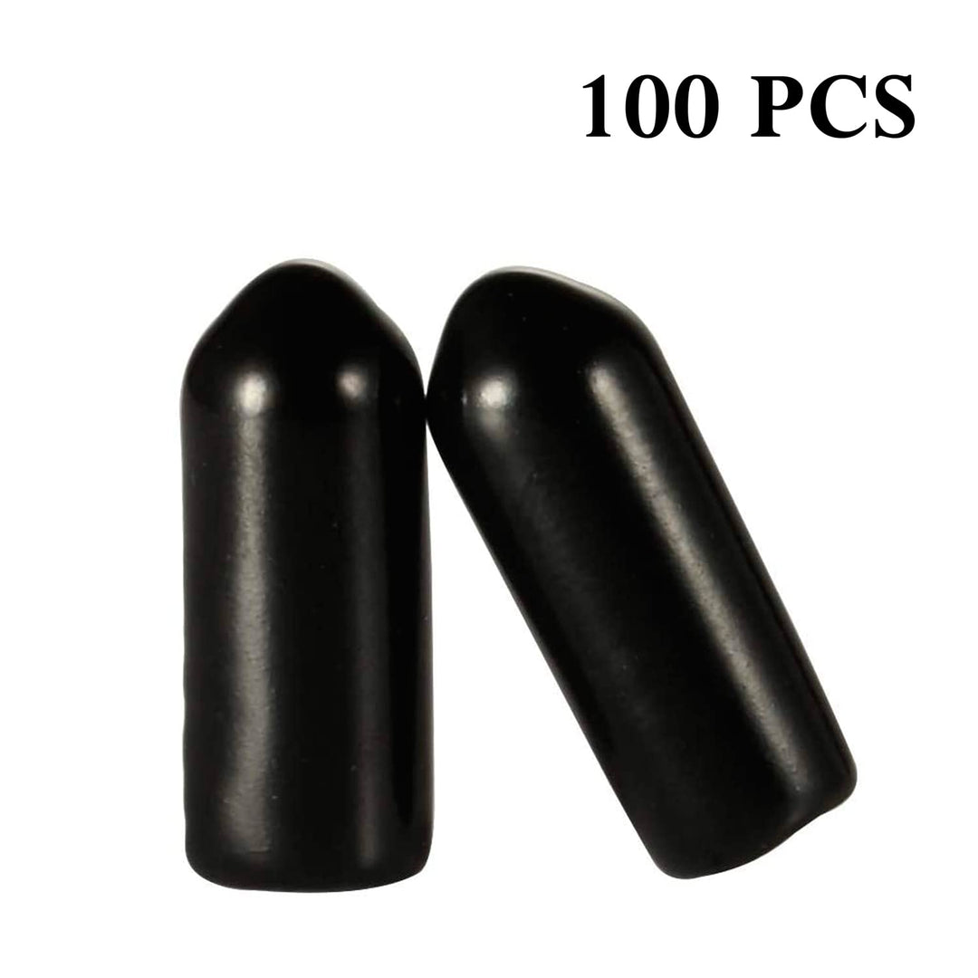 100pcs Pegboard Hooks Protector Peg Board Hook Tip Cap Flexible Rubber End Caps Rack Cover 15 mm Long (Inner Dia 5mm, Black)