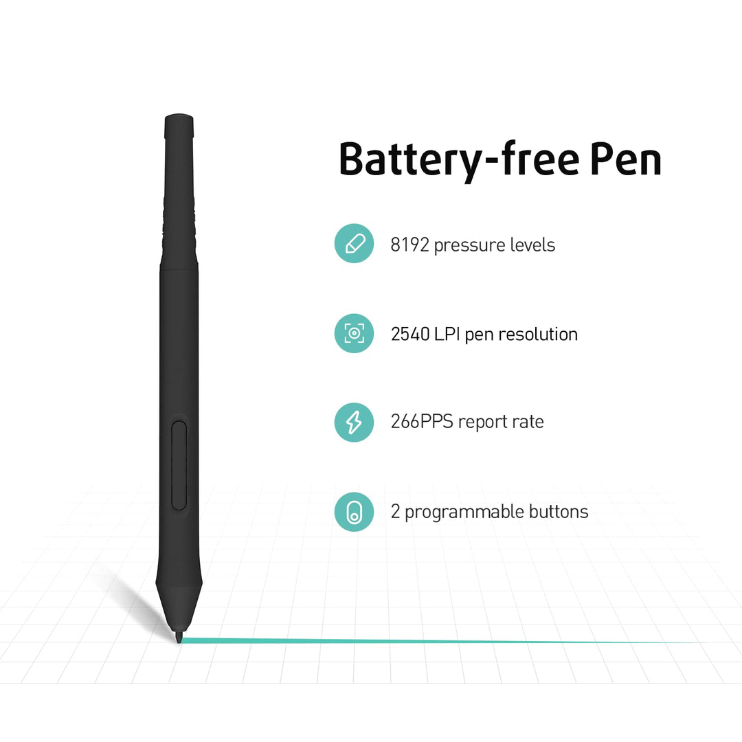 P3 MacOS and Android Supported Graphic Drawing Tablet P3-1060 10x6 inch with 10 Shortcut Keys, 8192 Pressure Levels Battery-Free Pen for Digital Art, Design, E-learning/Online Classes, OSU Gaming