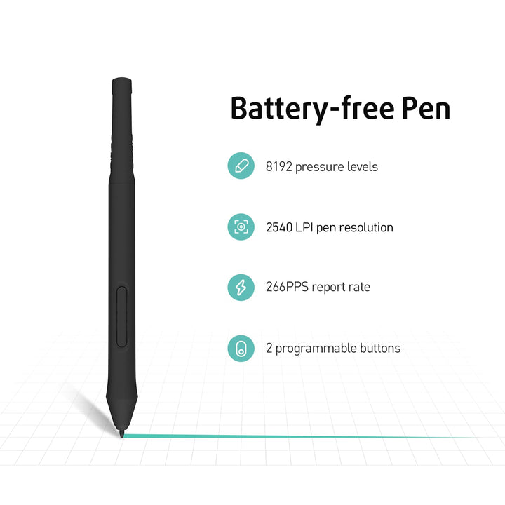 P3 MacOS and Android Supported Graphic Drawing Tablet P3-1060 10x6 inch with 10 Shortcut Keys, 8192 Pressure Levels Battery-Free Pen for Digital Art, Design, E-learning/Online Classes, OSU Gaming