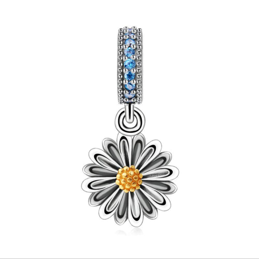 925 Sterling Silver Sunflower Charm Flower Charm Love Charm Anniversary Charm for Pandora Charm Bracelet
