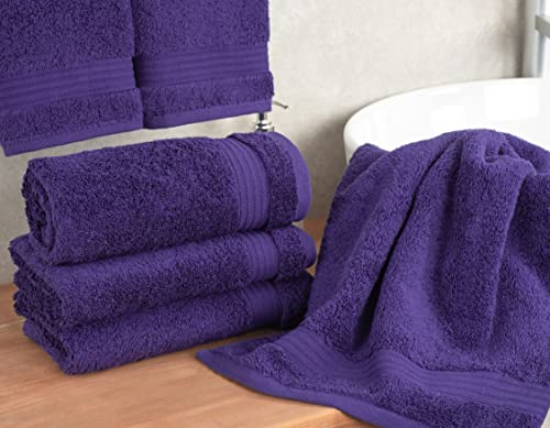 Hand Towels for Bathroom, 100% Cotton Turkish 4 Piece Hand Towel Set, Soft Absorbent Face Towels Clearance Set, Purple Hand Towels
