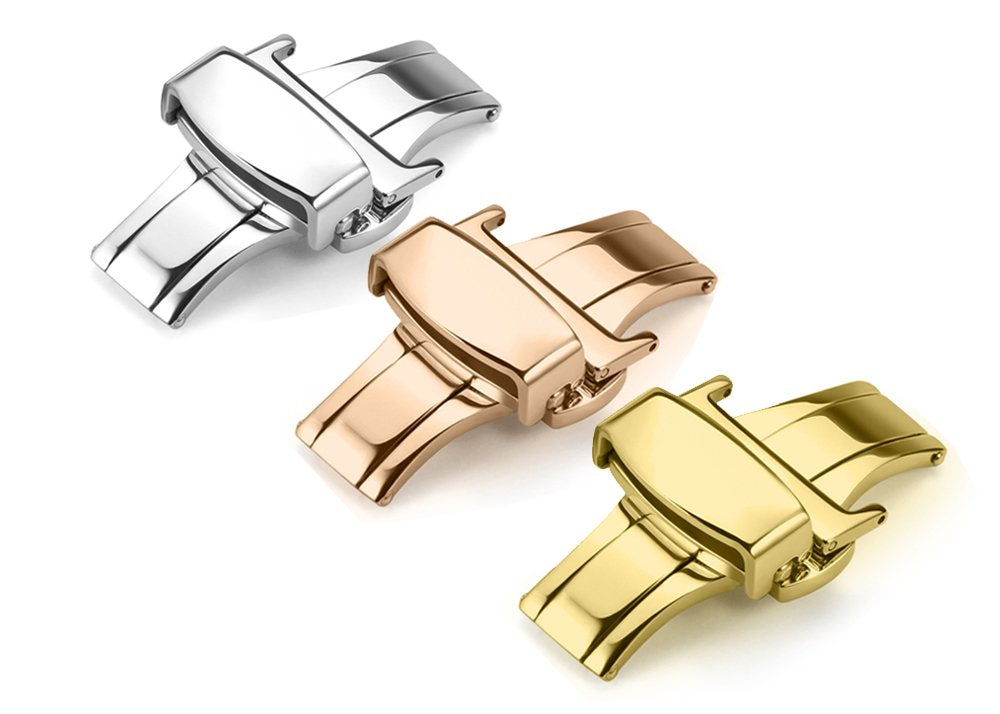 Stainless Steel Deployment Clasp Buckle Fasten Gold Black Silver Rose Gold Watchband Clasp 16mm 18mm 20mm 22mm