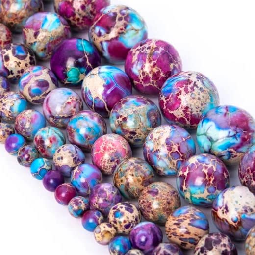 108 Pcs Sea Sediment Imperial Jasper Beads for Jewelry Making 8 MM Colorful Imperial Jasper Gemstones Loose Stone Beads