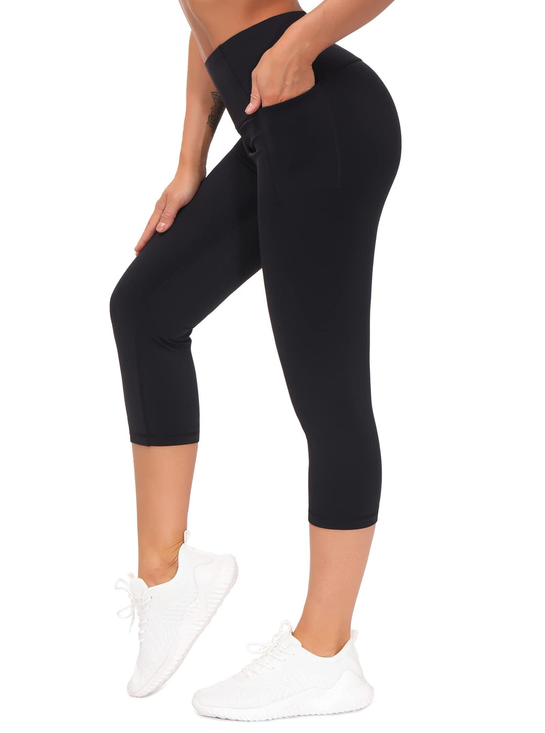 THE GYM PEOPLE Tummy Control Workout Capris Leggings wi