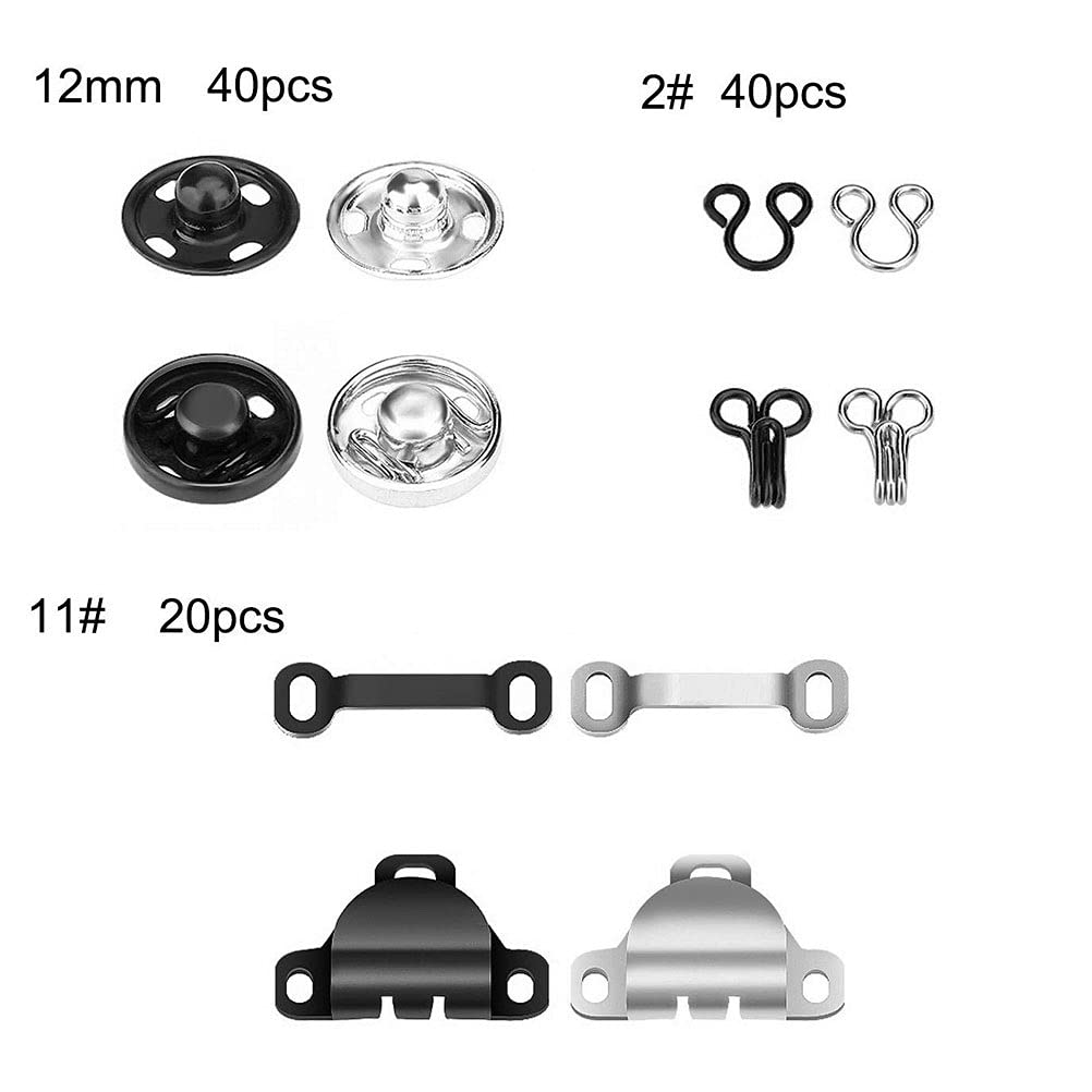 FASHIONTOAD 50 Pairs 3 Styles Skirt Hooks and Eyes Sewing Hook, Sewing Snaps Clothing Fixing Tools with Metal Snaps Buttons Fasteners Press Studs for Trousers Skirt Dress Sewing and Crafting