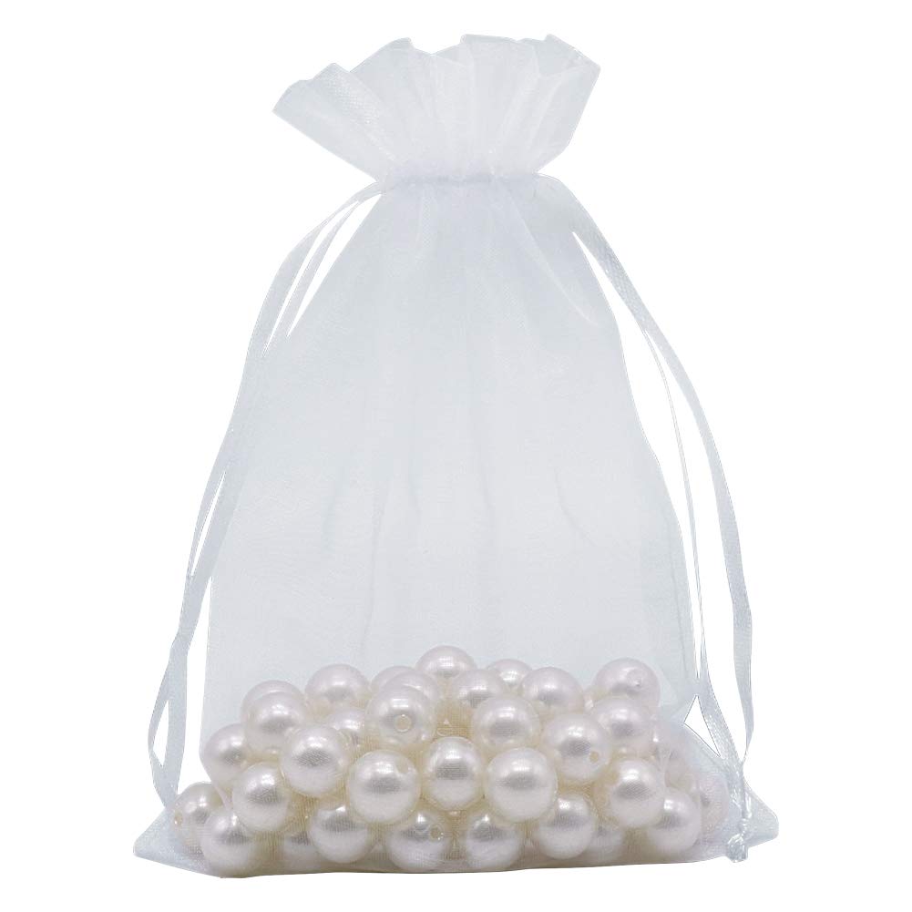 HRX Package White Organza Gift Bags 5x7 inch 100pcs, Me