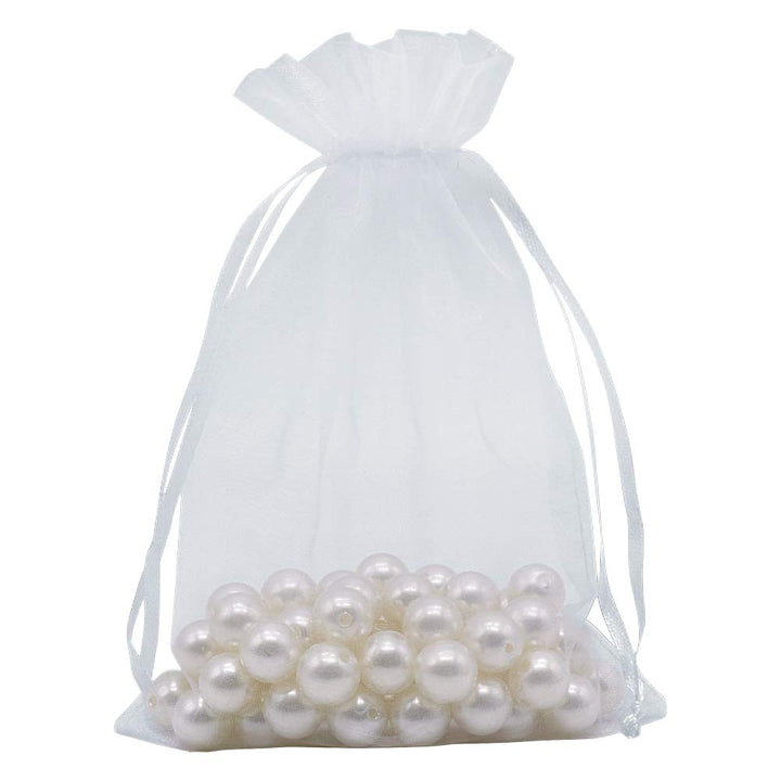 HRX Package White Organza Gift Bags 5x7 inch 100pcs, Me