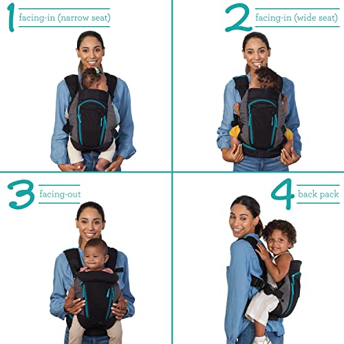 Infantino Carry On Multi-Pocket Carrier - All-Positions, Black, Ergonomic Design for Newborns and Toddlers, 8-40 lbs. with Forward-Facing, in-Facing and Backpack Positions Plus 6 Storage Pockets