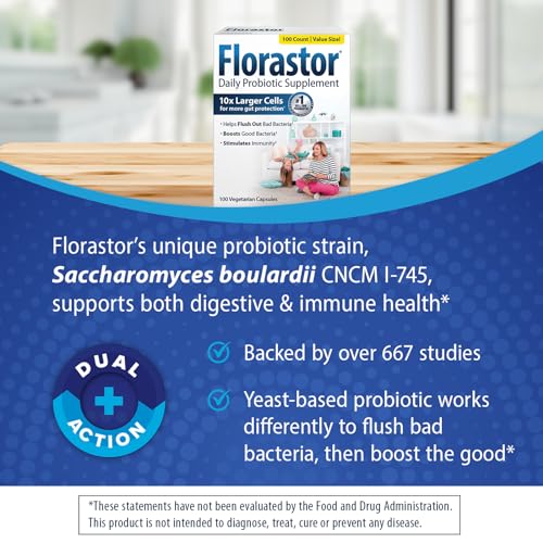 Probiotics for Digestive and Immune Health, 100 Capsules, Probiotics for Women & Men, Helps Flush Out Bad Bacteria, Boosts The Good with Our Unique Strain Saccharomyces Boulardii