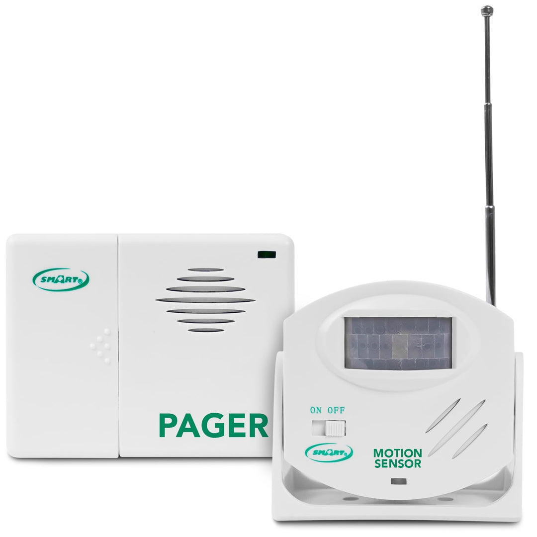 Smart Caregiver Wireless Motion Sensor Alarm System with Pager for Fall and Wandering Prevention | Mountable Motion Detector Alarm Alerts Medical Caregiver with Up to 300&#39; Range | Bed or Door Movement