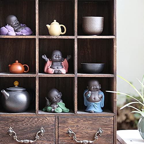 Cute Ceramic Monk Statue Figurine, Little Buddha Figurines Home Decor Creative Baby Crafts Dolls Ornaments Gift Delicate Ceramic Arts and Crafts (Pink)