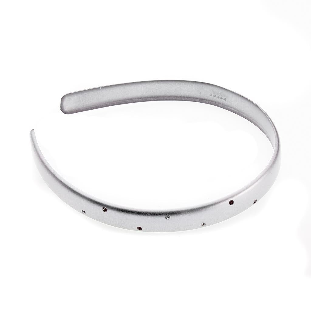 This Painted Matt Silver Headband With Rhinestone Fits All Contemporary Or Traditional