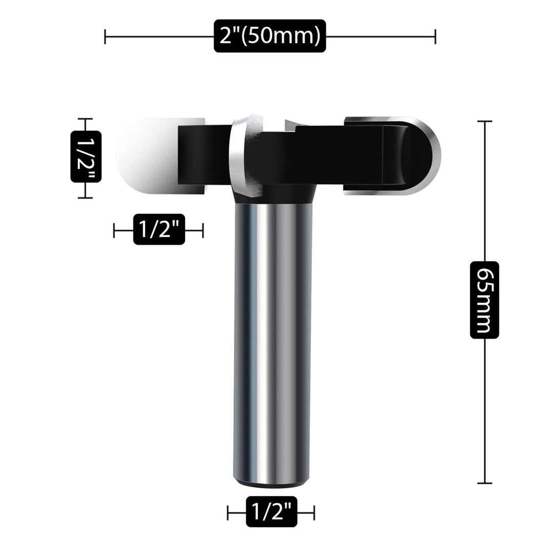 CNC Spoilboard Surfacing Router Bit, Round Bottom Milling Flat Bit - 2 Cut Diameter 1/2 Cut Height Slotting Grooving Woodworking Tool
