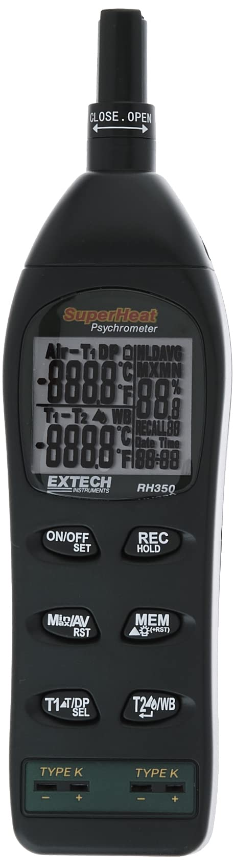 Extech Instruments RH350 Psychrometer with 2 Type-K Remote Temperature Probes