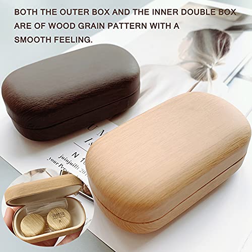 Caruncoo CARUNCOO Wood Grain Contact Lens Case Compact 