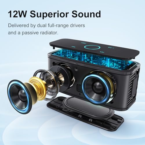 SoundBox Touch Wireless Bluetooth Speaker with 12W HD Sound and Bass, IPX5 Waterproof, 20H Playtime, Touch Control, Bluetooth 5.0, Handsfree, Speaker for Office, Home, Outdoor, Travel-Upgraded