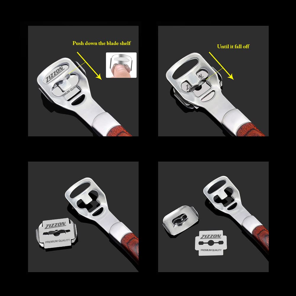 Foot Care Pedicure Callus Shaver Hard Skin Remover Wood Handle 10 Blades