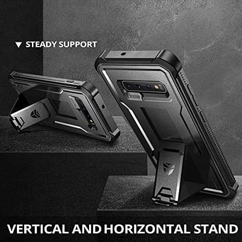 for Samsung Galaxy S10 Case, [Built in Screen Protector and Kickstand] Heavy Duty Military Grade Protection Shockproof Protective Cover for Samsung Galaxy S10 Black