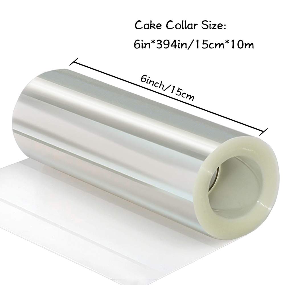 Cake Collar 6 Inch,Acetate Cake Collar Roll DIY Acetate Sheet Baking Transparent Mousse Cake Sheets Surrounding Edge Clear Cake Strips for Baking Decorate Shaker Cards Making(6x394Inch)
