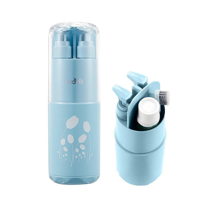 Etravel 7-in-1 Travel Toothbrush Kit With Case And Cover - Includes 2 TSA Approved Travel Bottles, Toothbrush, Comb, Towel, Mirror, Cup - Weekend Bag Toiletry Bags For Traveling - [Patented Design]