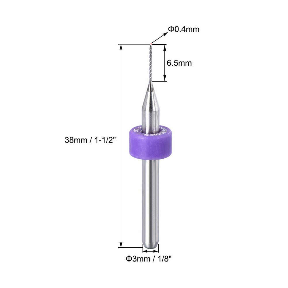 PCB Drill Bits 0.4mm Tungsten Carbide Rotary Tool Jewelry CNC Engraving Print Circuit Board Micro Drill Bits 1/8 Inch Shank 1 Set (10 Pcs)