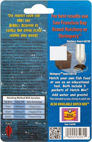 Brine Shrimp Eggs Vial 0.2-Ounces (6 Grams) | Excellent Food Source Baby Aquarium Fish, Freshwater, Reef &amp; Saltwater Marine Tank Hatchery Fry