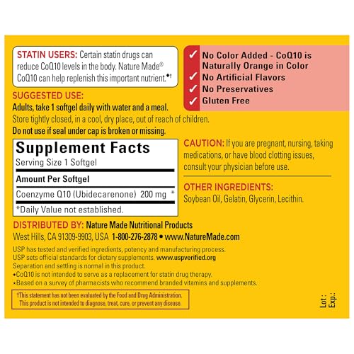 CoQ10 200mg, Dietary Supplement for Heart Health Support, 105 Softgels, 105 Day Supply