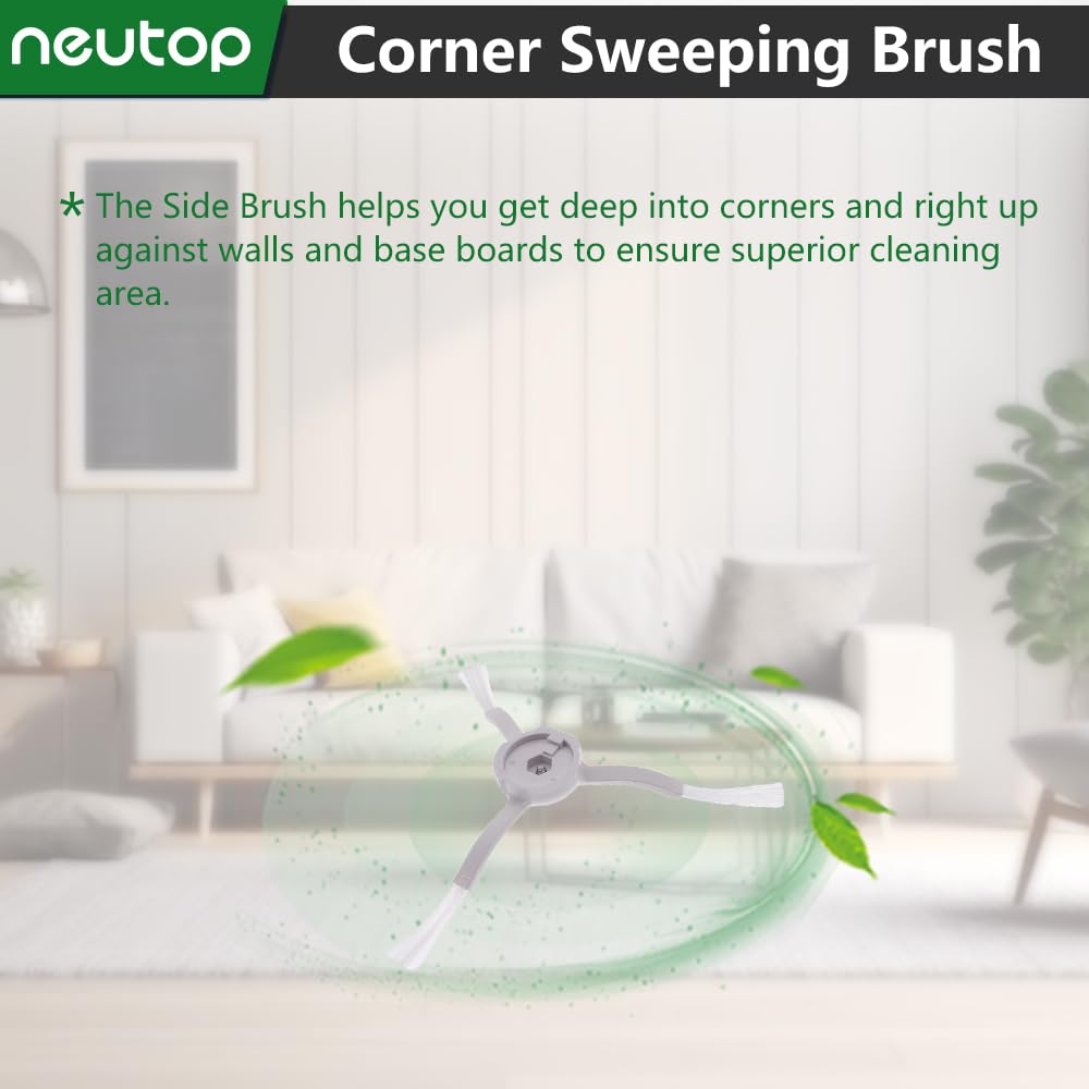 Neutop Replacement Side Brush, Compatible with Roborock S8, S8+, S8 Pro Ultra, Q Revo, Q5, Q7, Q8 Max, S7 Max Ultra, S7 MaxV, S6, S6 Pure, S5, S5 Max, S4, E4, E20, E25, E35, S50, Robot Vacuum, 9-pack.