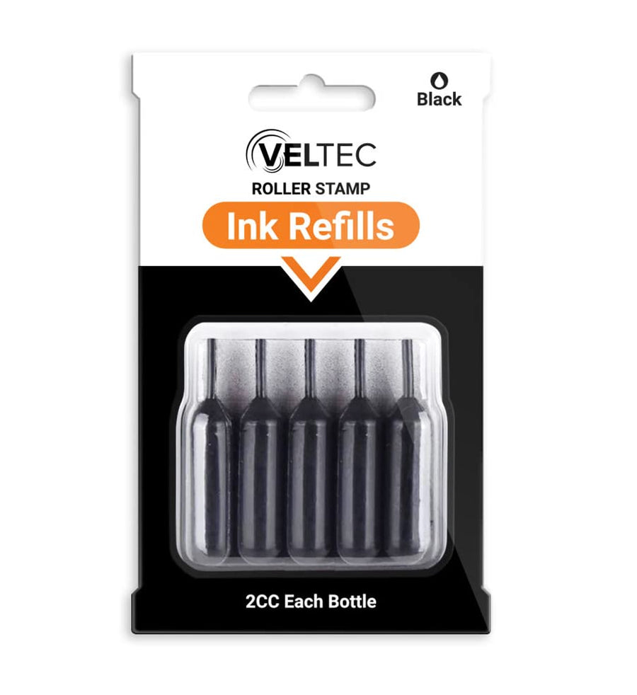 5-Pack Ink Refills for Roller Stamps – Black