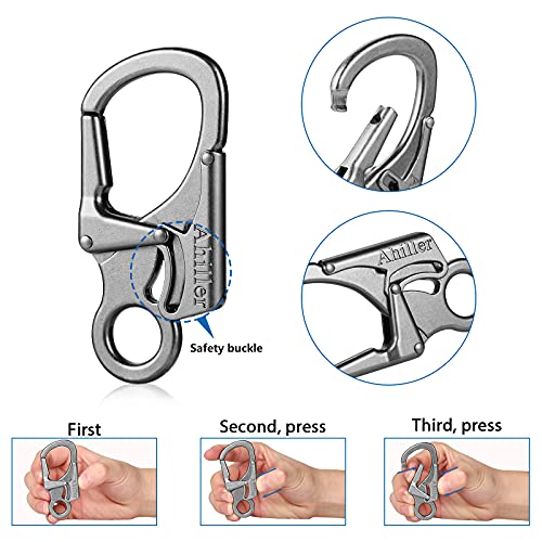 Carabiner Clip, Double Anti-Misopening Locking Design, 2.95&#39;&#39; in Alloy Carabiner Keychain for Outdoor Camping, Key Ring Clip (Black)