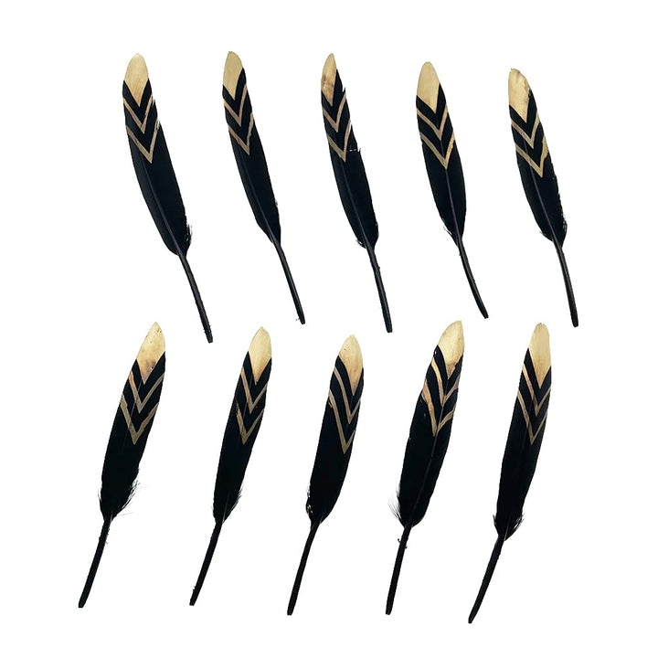 50pcs Natural Goose Feathers 4-6inch for DIY Craft Wedding Home Party Decoration Gold Feather and Gift Box Decorations (Black&amp;gold1)
