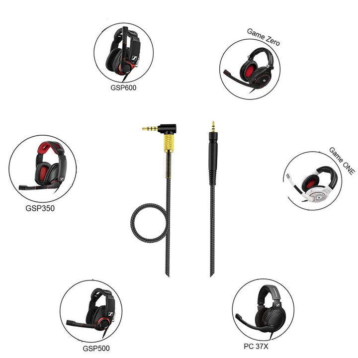 GSP 600 Replacement Cable Audio Cord Compatible with Sennheiser Game Zero Game ONE, GSP500 GSP600 GSP350, PC 37X PC 373D Gaming Headphones (4.9ft/1.5m)