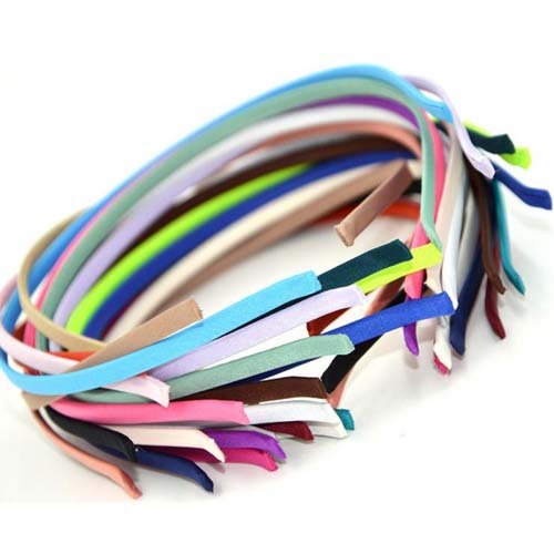 20 Pcs Girls Women Diy Satin Fabric Covered Ribbon Headbands, Mixed Color