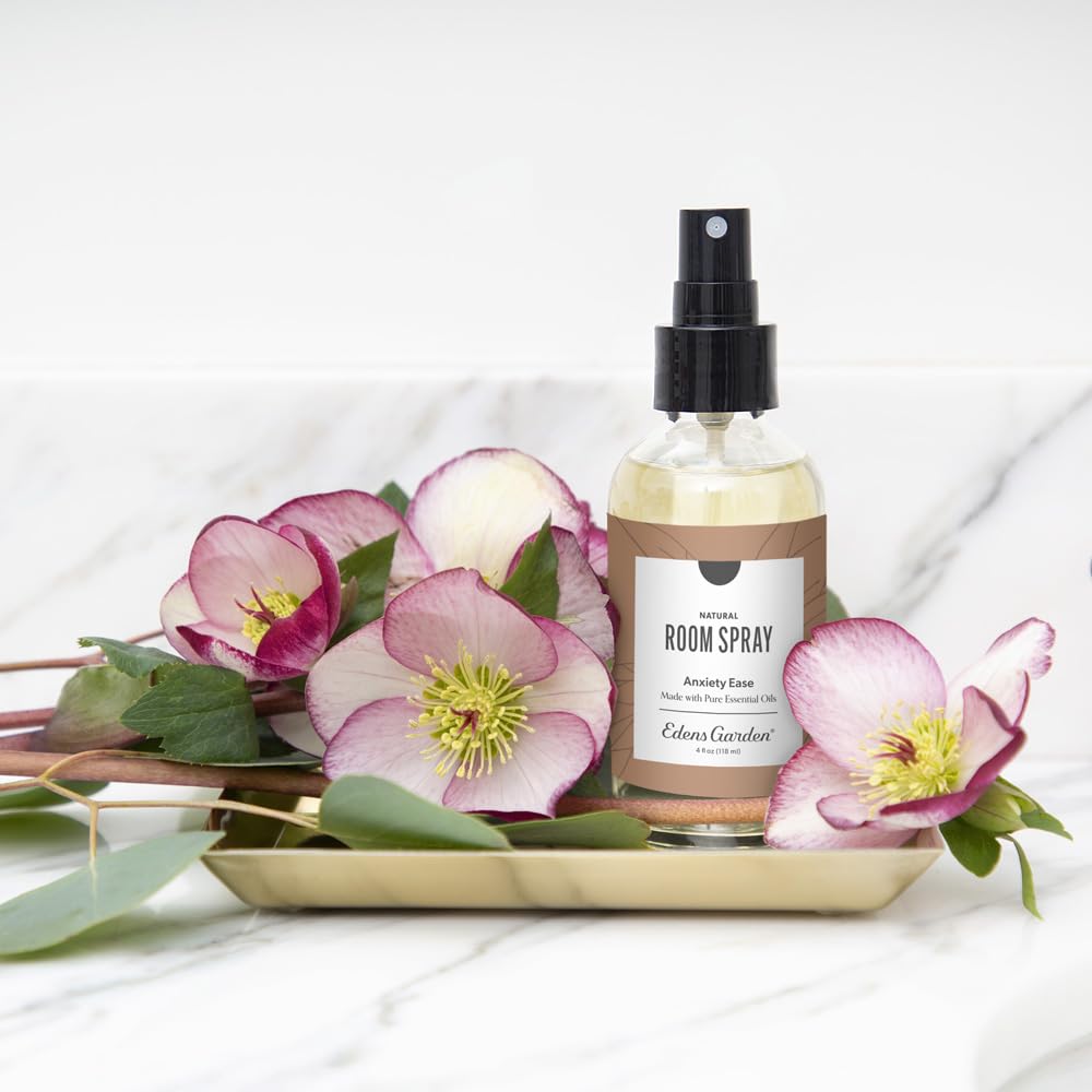 Anxiety Ease Aromatherapy Room Spray – Natural Essential Oil Air Freshener for Home, Pillows &amp; Linens – Calming, Non-Toxic, Long-Lasting Scent, 4 fl oz (118 ml)