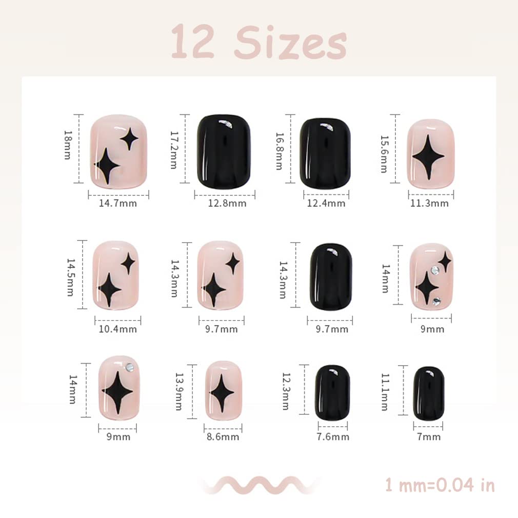 Square Press on Nails Short Acrylic Nails Glossy Nails Squoval Fake Nails for Women and Girls