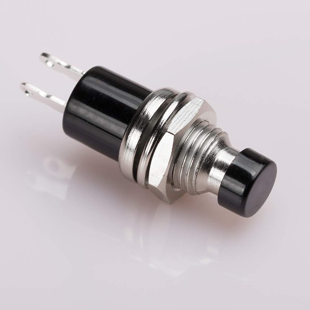Momentary Push Button Switch,SPST Normal Closed NC Switch 2 Pin Mini Micro 1A 250V AC Black+Red Cap 30 PCS