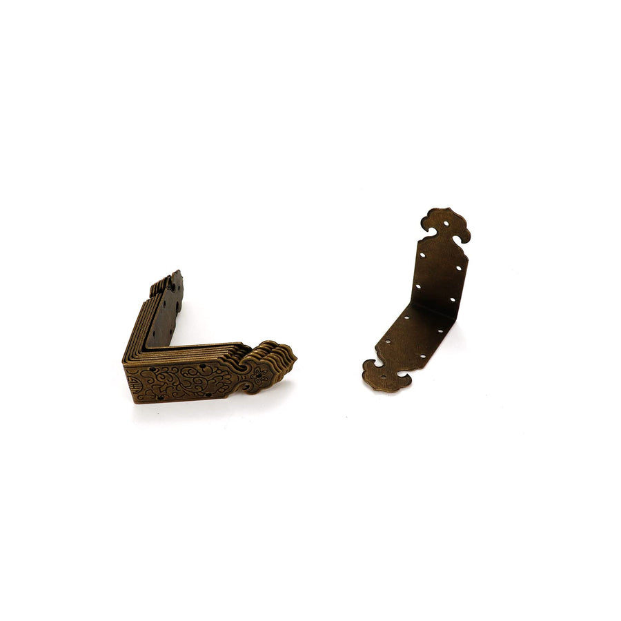 Pastlla 8Pcs Metal Corner Brackets Right Angle Brass Box Corner Protector Decorative Hardware Corner Guards 2x0.8 with Enough Mounting Screws (Antique Bronze)