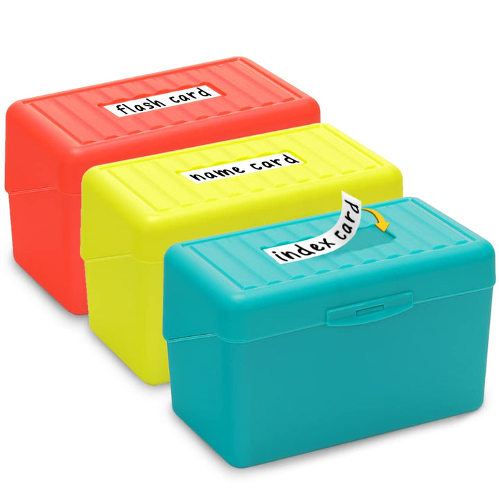 Index Card Holder 3x5, Index Card Box Organizer Case, 3x5 Flash Note Card Holder, 300 Card Capacity Box, 3 Packs (Red/Green/Yellow)