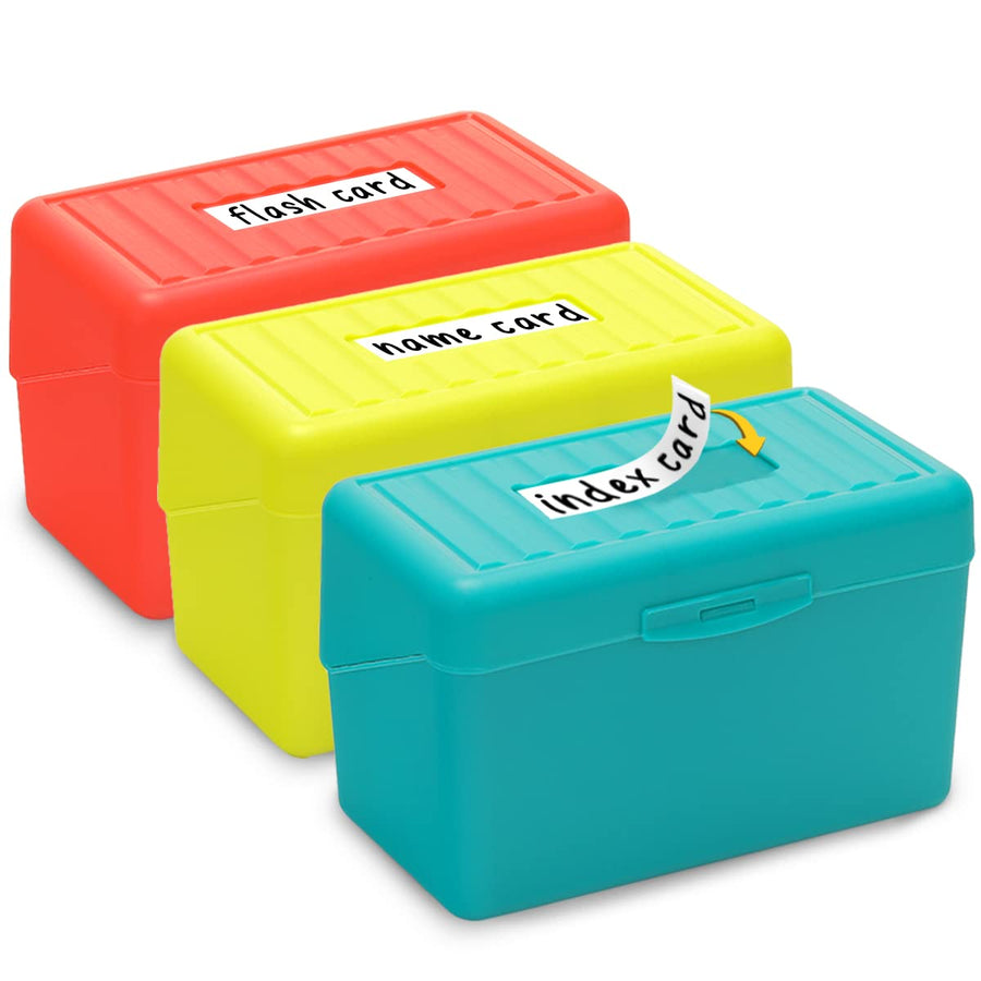 Index Card Holder 3x5, Index Card Box Organizer Case, 3x5 Flash Note Card Holder, 300 Card Capacity Box, 3 Packs (Red/Green/Yellow)