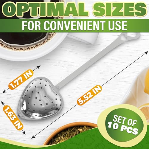 10Pcs Heart Tea Infuser for Loose Leaf Tea Steeper - Tea Diffusers for Loose Tea Leaf Steeper Tea Strainers for Loose Tea Infuser Spoon - Tea Steeper for Loose Tea Strainer Heart Shaped Tea Infuser