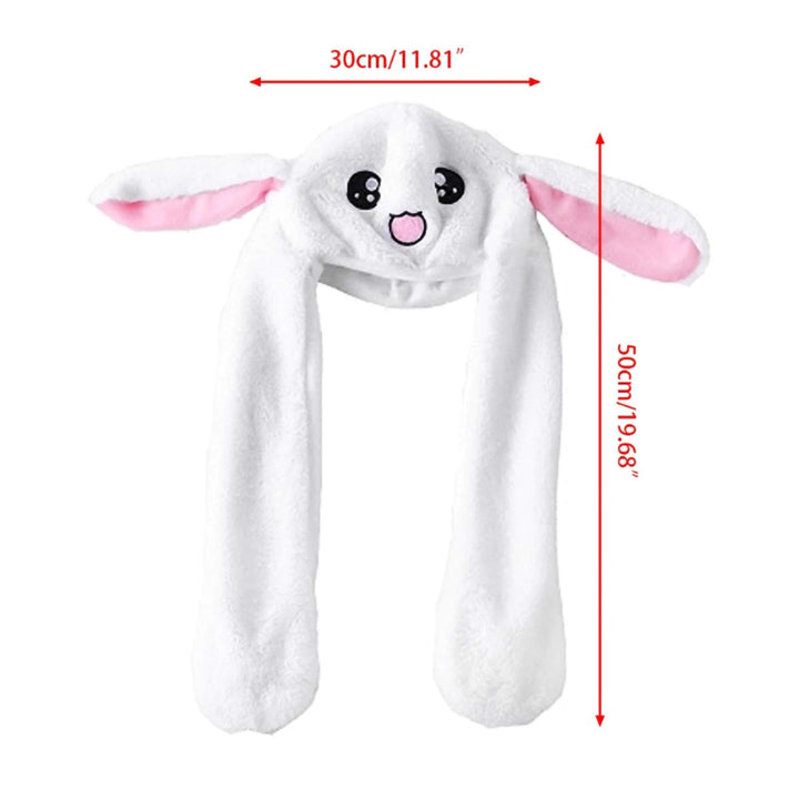 Rabbit Hat Ear Moving Jumping Funny Bunny Plush Cap for Women Girls, Cosplay Christmas Party Holiday Hat (White)