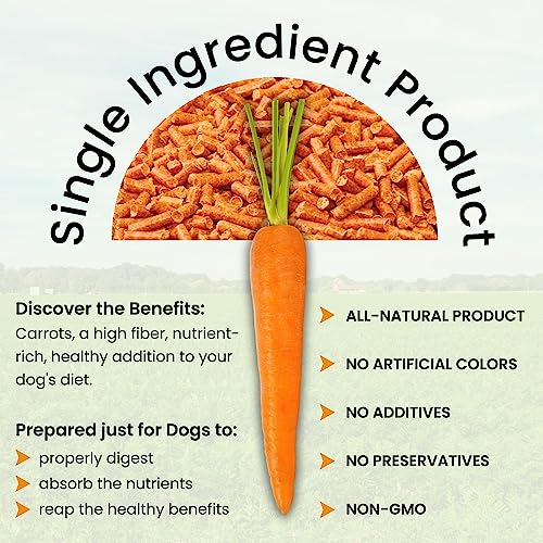 Original Carrots for Dogs – Fiber for Perfect Poop, Dog Food Toppers for Picky Eaters, Natural Skin &amp; Coat Support, Multivitamin, Probiotics for Digestive and Gut Health, 5.5 lbs
