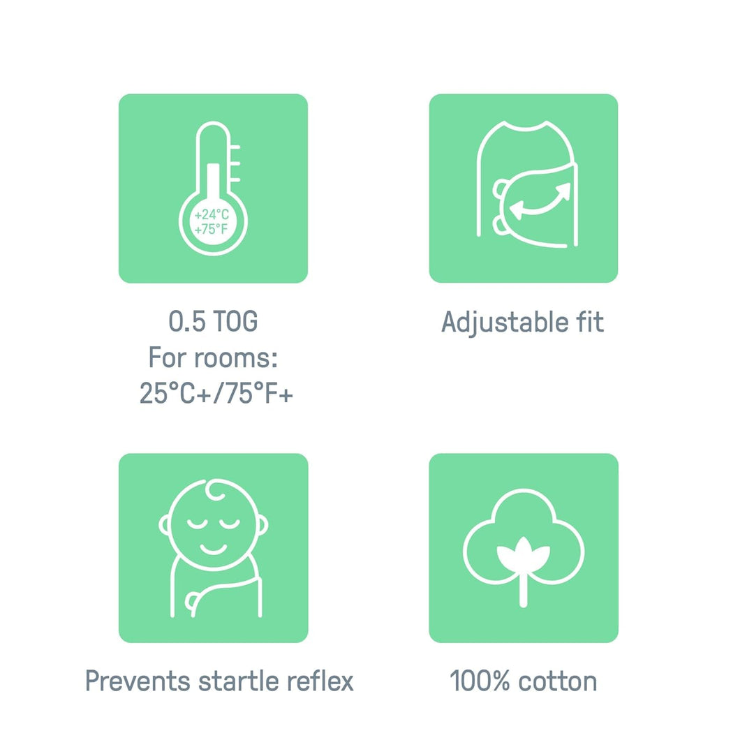 by Ingenuity Original Swaddle, 100% Cotton, Improves Sleep &amp; Calms Startle Reflex, 0-3 Months, 3-Pack - Busy Bees